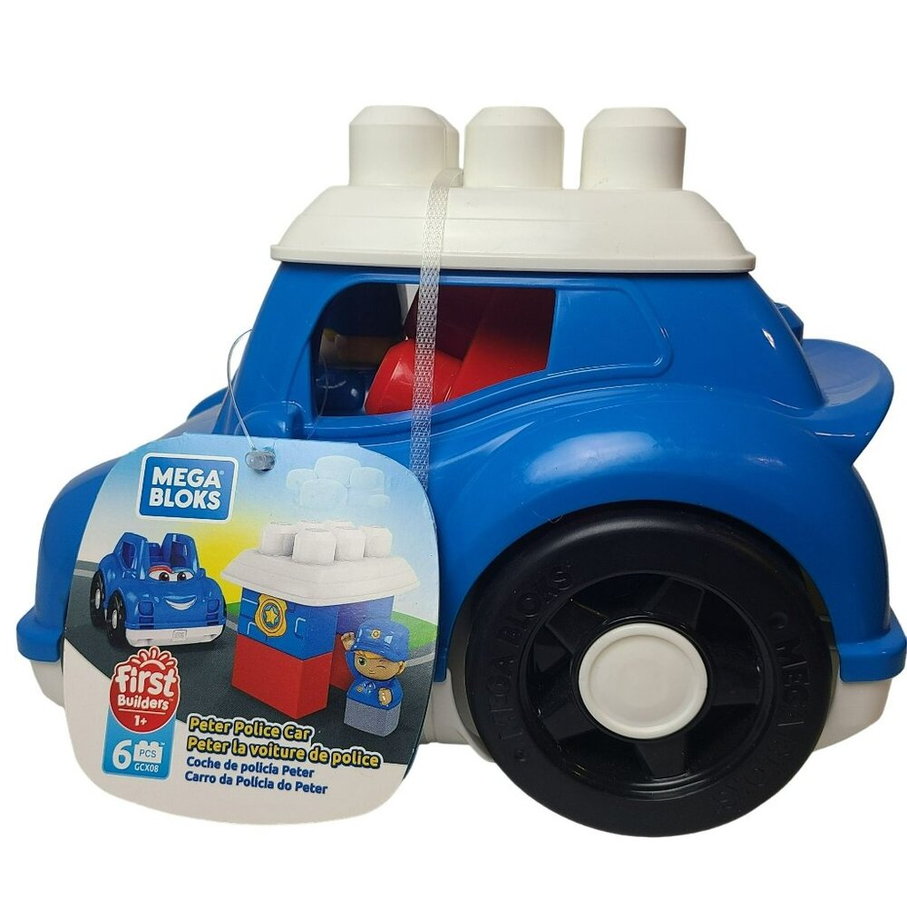 NWT Mega Bloks First Builders Peter Police Car Big Building Blocks 6 Pieces - Picture 5 of 8